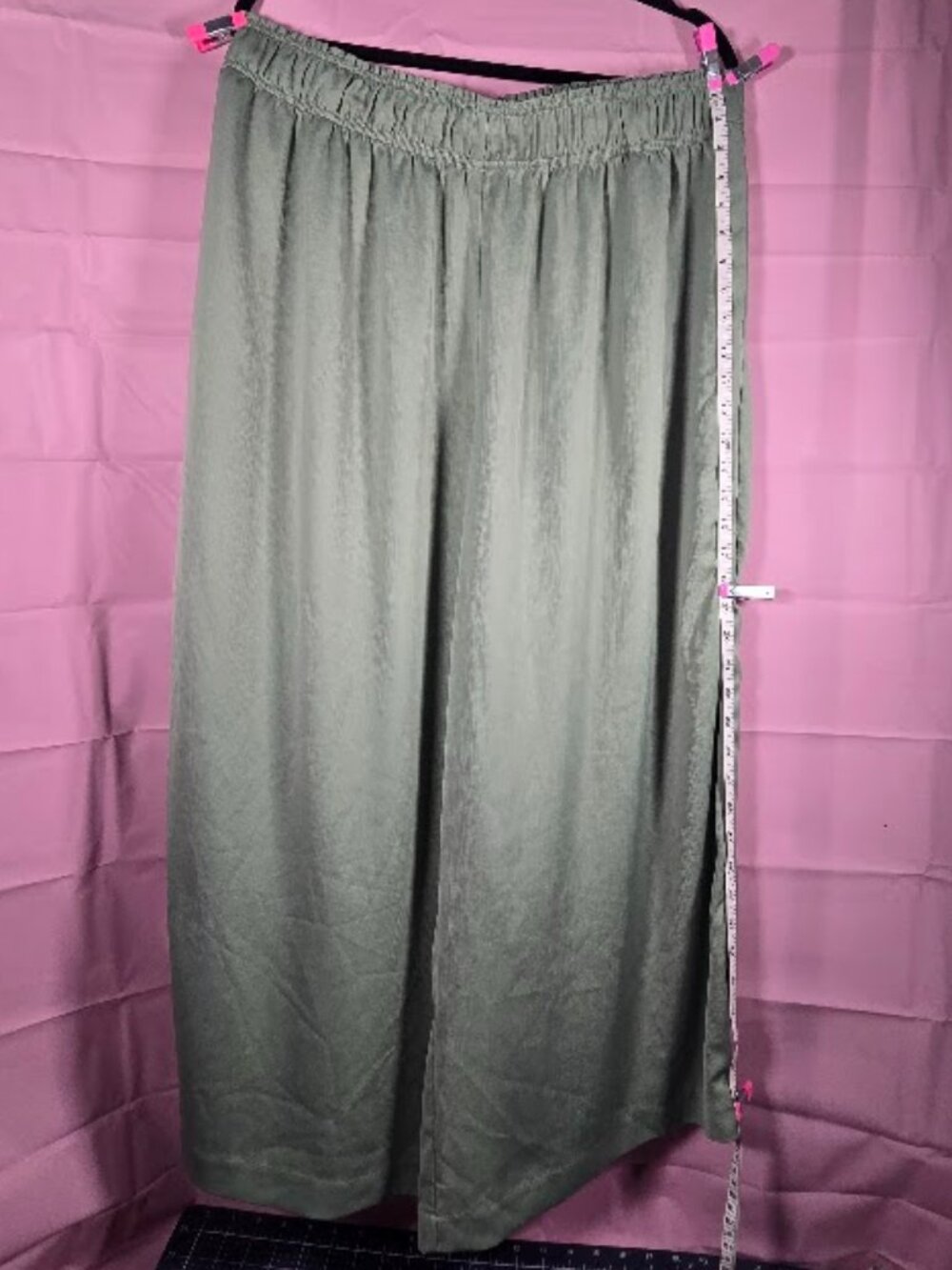 H&M Sage Green Crepe Textured Wide Leg Palazzo Pants Size XL